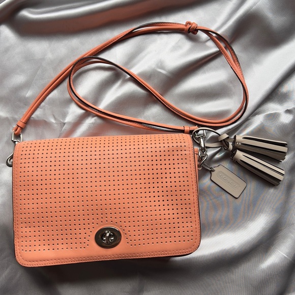 Coach Handbags - Coach Women’s Legacy Coral Perforated Leather Penelope Shoulder Crossbody Bag